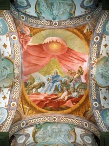 Klooster Sint Emmeran, sinds 1812 residentie van de prinsen Thurn und Taxis: Plafondfresco in de bibliotheek, Koning Salomo ... (fresco)
