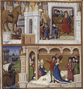 Illustratie voor het epos De Aeneis van Vergilius, 1450-1499 door Coëtivy Master