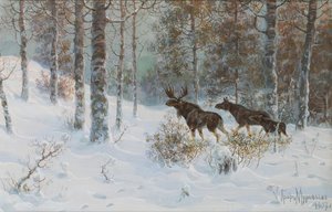 Winterlandschap met Elanden, 1907