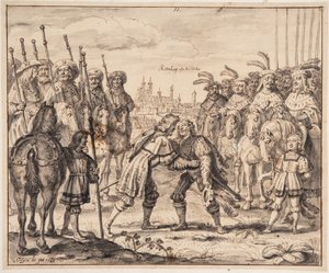 Christiaan I ontmoet Prins Maximiliaan in Rothenburg ob der Tauber in 1474