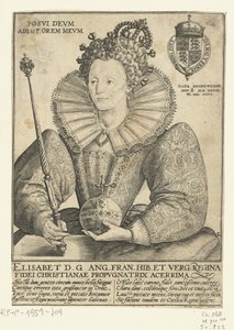 Portret van Elizabeth I Tudor, ten halven lijve door Crispijn van de Passe (I)
