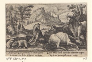 Psamathe verandert de wolf in marmer door Crispijn van de Passe (I)