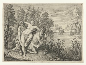 Nessus zet Deïanira de rivier over (Metamorfosen van Ovidius) door Crispijn van de Passe (II) (possibly)