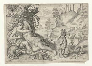 Polyphemus betrapt Acis en Galatea door Crispijn van de Passe (II)