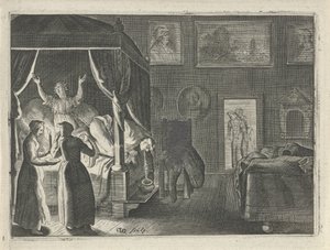 Brakende man in bed door Crispijn van den Queborn