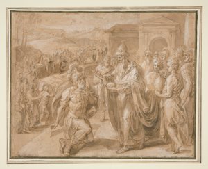 Abraham en Melchizedek door Crispin van den Broeck