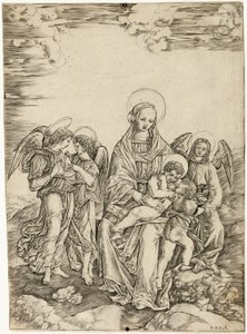 De Maagd en het Kind met Sint Jan en Drie Engelen door Cristofano Robetta
