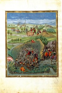 Invloed van de planeet Mars: oorlogsscène (miniatuur) door Cristoforo De Predis