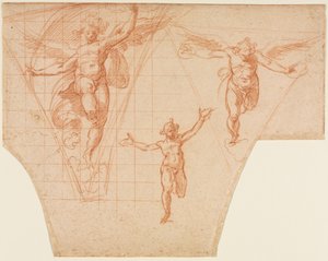 Drie studies van engelen voor een pendentief (recto) door Cristoforo Roncalli