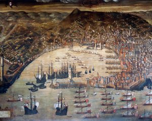 Uitzicht op Genua en zijn haven