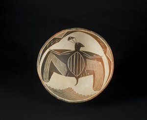 Kom met geschilderde motieven, ca. 1060-1110 (keramiek met pigment) door Culture Mimbres
