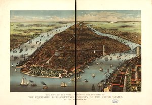 De stad New York door Currier and Ives Equitable Life Assurance Society Of The United States