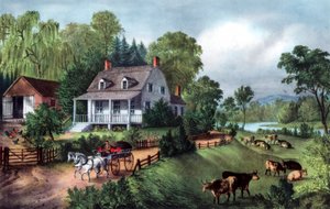 Amerikaanse boerderij in de zomer