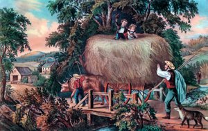 Hooitijd, de laatste lading, 1868 door Currier and Ives
