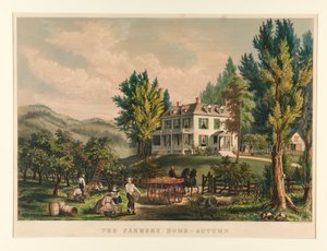Het Boerenhuis - Herfst door Currier and Ives