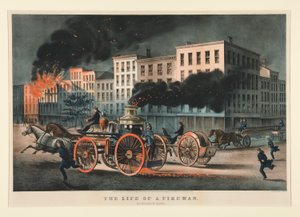 Het leven van een brandweerman / Het Metropolitan-systeem door Currier and Ives