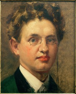 Zelfportret, en face, met knijpbril door Curt Herrmann