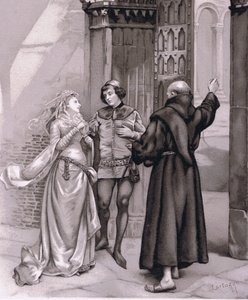 Enter Friar Laurence en Romeo, illustratie uit Romeo en Julia door Curtazzo Curtazzo