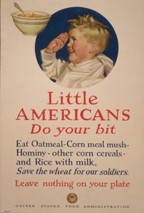 Kleine Amerikanen, doe je best. Bespaar het graan voor onze soldaten - Laat niets op je bord liggen door Cushman Parker