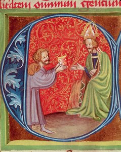 De auteur biedt zijn boek aan Karel IV van Bohemen, uit Opus Ruralium Commodorum door Czech School