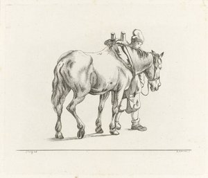 Man lopend naast een paard door D. Merrem
