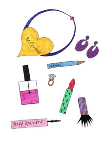 Sieraden  Make-up, 2017 (viltstift op papier) door Daisy de Villeneuve