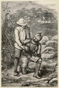 Christian en Faithful sluiten zich aan uit De Pelgrimsreis Van Deze Wereld, Naar Die Welke Komt door John Bunyan (1628-1688) illustratie door Thomas Dalziel (1823-1906)
