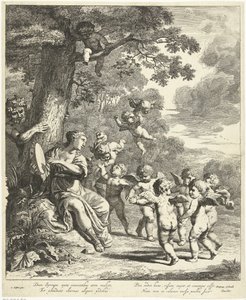 Pan en Syrinx met dansende putti