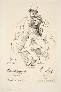 Auteur van de Afvallige en Auteur van Agitatie, ca. 1833 (gravure) door Daniel Maclise