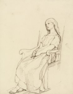 Studie van een zittend jong meisje door Daniel Maclise