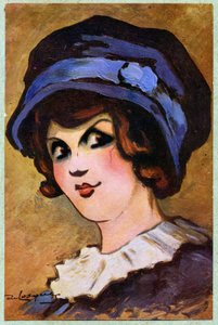 De Franse actrice Eve Lavalliere. Illustratie door Daniel de Losques in: Je Sais Tout (tijdschrift), Frankrijk, okt.