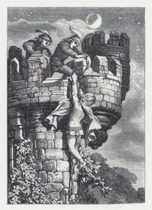 Illustratie voor Tennysons gedicht, De Prinses door Daniel (after) Maclise