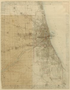 Plan van Chicago, Chicago, Illinois, diagram dat de groei van de stad toont, 1909 door Daniel Burnham