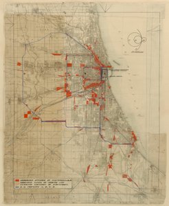 Plan van Chicago, Chicago, Illinois, Spoorcircuit Diagram, 1909 door Daniel Burnham