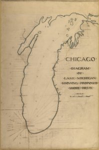 Plaat 35 uit Plan van Chicago 1909: Chicago, en Diagram van Lake Michigan. Voorgestelde Weg... door Daniel Burnham