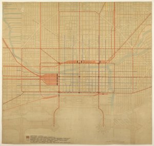 Blad 80 uit Het Plan van Chicago, 1909: Chicago. Diagram van het Stadscentrum, met de Voorgestelde... door Daniel Burnham