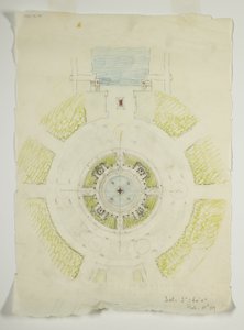 Potomac Rond Punt, Washington D.C., Circulair Zwembad Plan Schets door Daniel Burnham
