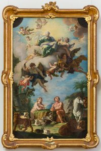 Het paradijs (schets voor een plafondschildering in de basiliek van Sonntagberg, Neder-Oostenrijk) door Daniel Gran