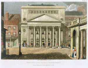 Nieuw Theatre Royal, Haymarket, in Londen, ontworpen door John Nash in 1821, 1826