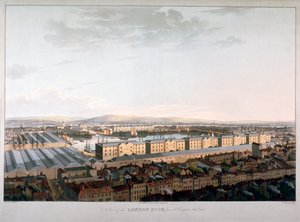 Uitzicht op London Docks, 1816