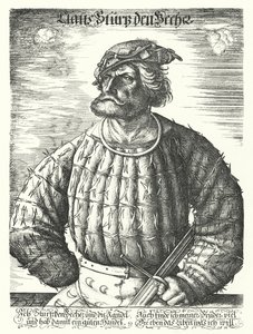 Kunz von der Rosen, hofnar van de Heilige Roomse Keizer Maximiliaan I door Daniel Hopfer