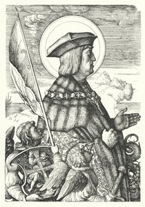 Maximiliaan I, Heilige Roomse Keizer, als Sint Joris door Daniel Hopfer