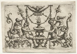 Ornament met sirene en triton door Daniel Hopfer
