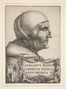 Portret van Adrianus VI (Hadrianus VI, Paus 1522-1523) door Daniel Hopfer