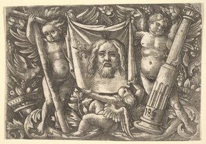 Het Sudarium Gehouden door Twee Engelen, ca. 1515 door Daniel Hopfer
