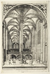 Uitzicht in het interieur van de St. Catharinakerk in Augsburg door Daniel Hopfer
