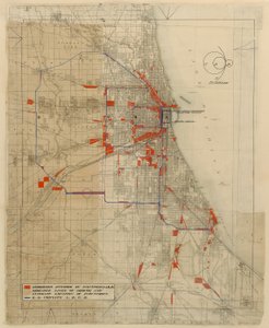 Plan van Chicago, Chicago, Illinois, Spoorcircuitdiagram door Daniel Hudson Burnham