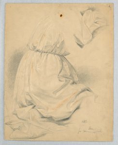 Draperiestudie voor Knielende Figuur in "Communie van de Zieken" door Daniel Huntington