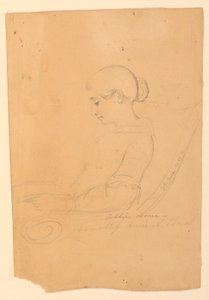 Tekening, Annie A Brush, Zittend in, 22 september 1841 door Daniel Huntington