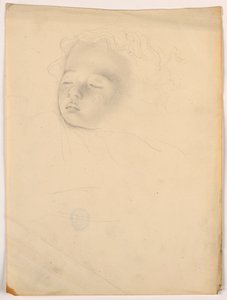 Tekening, slapend kind, 1840-45 door Daniel Huntington